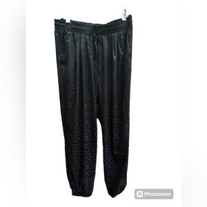 Glam‎ Black Drawstring Elastic Waist Leopard Print Pockets Joggers Size- Medium